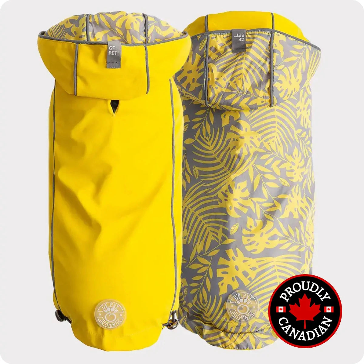 GF Pet Reversible Dog Raincoat | Yellow & Navy Waterproof Jacket